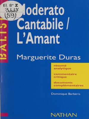 cover image of Moderato Cantabile. L'amant